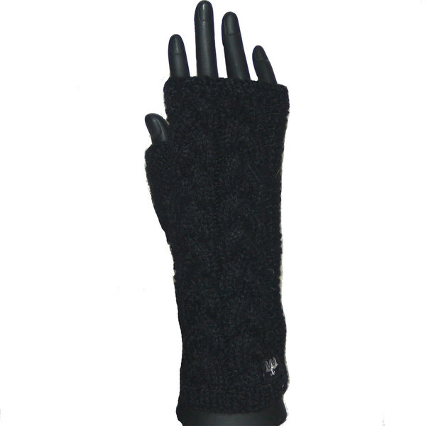 Alpaka Pulswärmer Doppelzopf | fingerlose Handschuhe | natürliche Farben