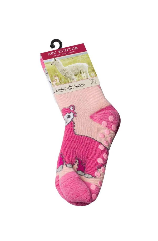 Alpaka Kinder Anti-Rutsch-Socken | ABS pink